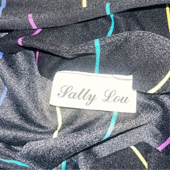 Vintage Rainbow Striped Sally Lou Day Dress Belted Large - Picture 4 of 9